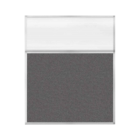 Versare Hush Panel Configurable Cubicle Partition 5' x 6' W/ Window Charcoal Gray Fabric Clear Fluted Window 1852507